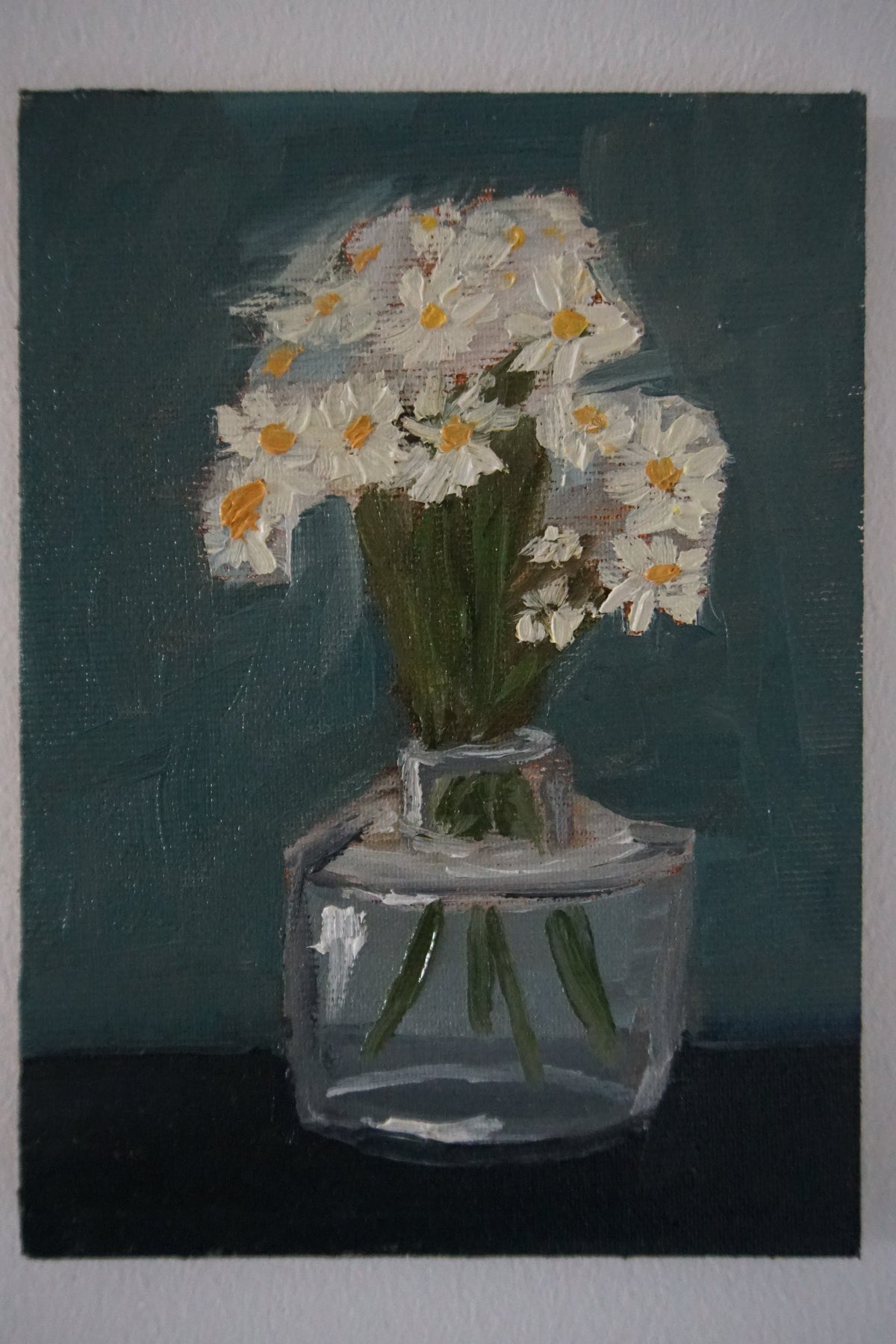 Small White Flowers Color Study, 5x7 Inch Original
