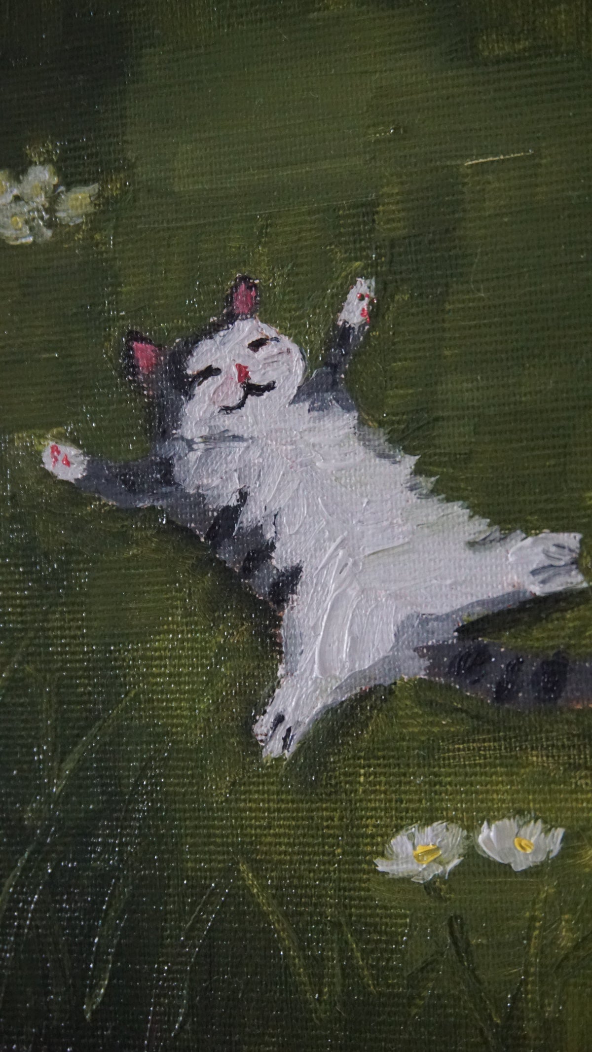 Cat in Field, 5x7 Inch Original