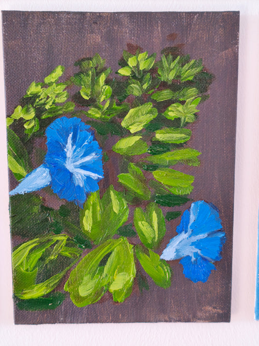 Blue Flowers, 5x7 Inch Original